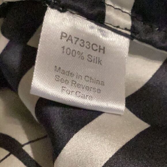 Parker black and white dress off-shoulder 100% silk size M - Picture 9 of 11